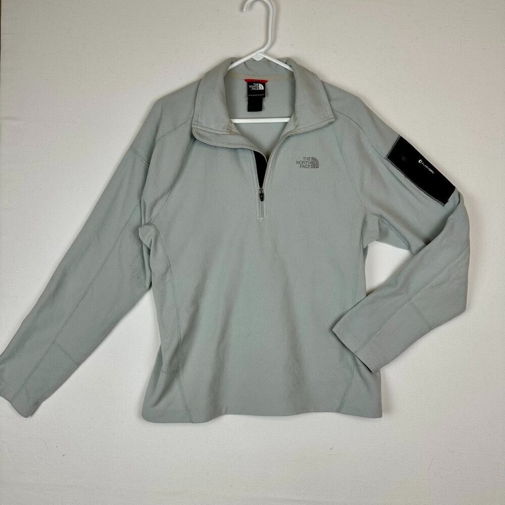 The North Face Flashdry Sweater 1/4 Zip Fleece Pullover Sweatshirt Lt Grey